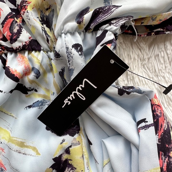 NWT LULU'S Parasio Light Blue Floral Romper With Tie Kimono Size Small S - Picture 7 of 11